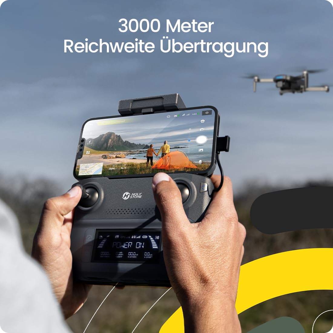 Holy Stone GPS Drohne mit 40 Min Flugzeit (2 Akkus), 4K Kamera, Auto-RTH, 5GHz WiFi bis 3000 m, unter 249g, faltbar, ideal für Outdoor & Einsteiger, C0