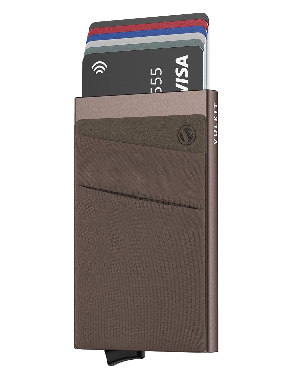 Card Holder with Money Pocket Pop Up Wallet RFID Blocking Slim Metal Bank Card Case Holds 5 Cards & Notes for Men or Women(Nickle Grey)-image-25