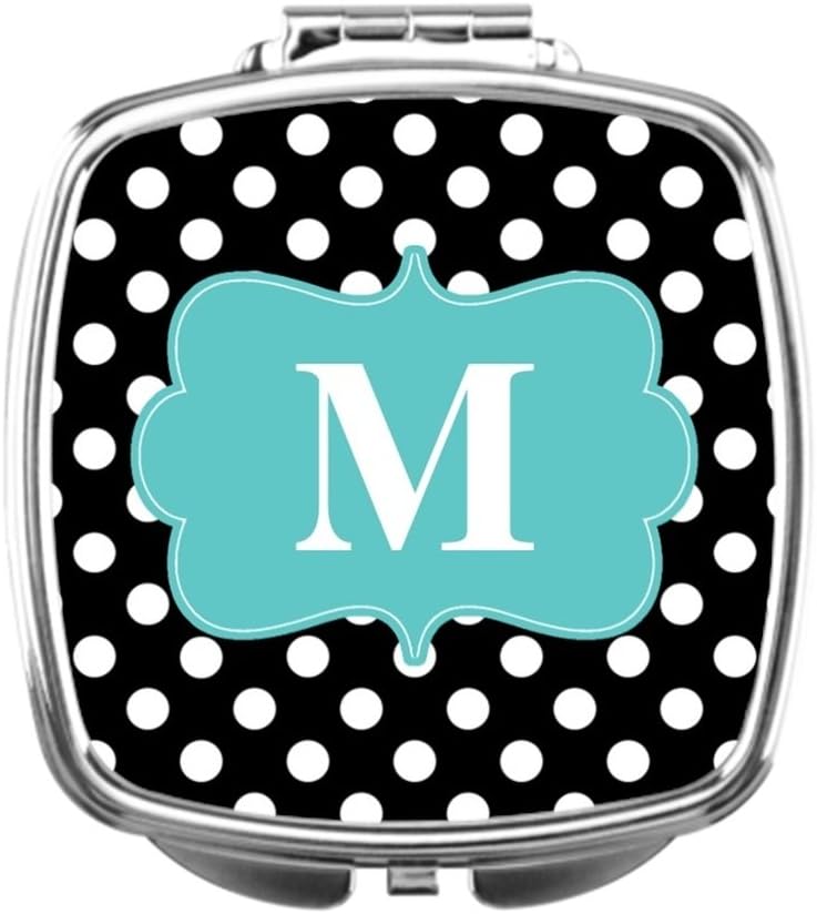 ThirTeen Personalised Compact Mirror Black Blue Dots Monogram Compact Cheap