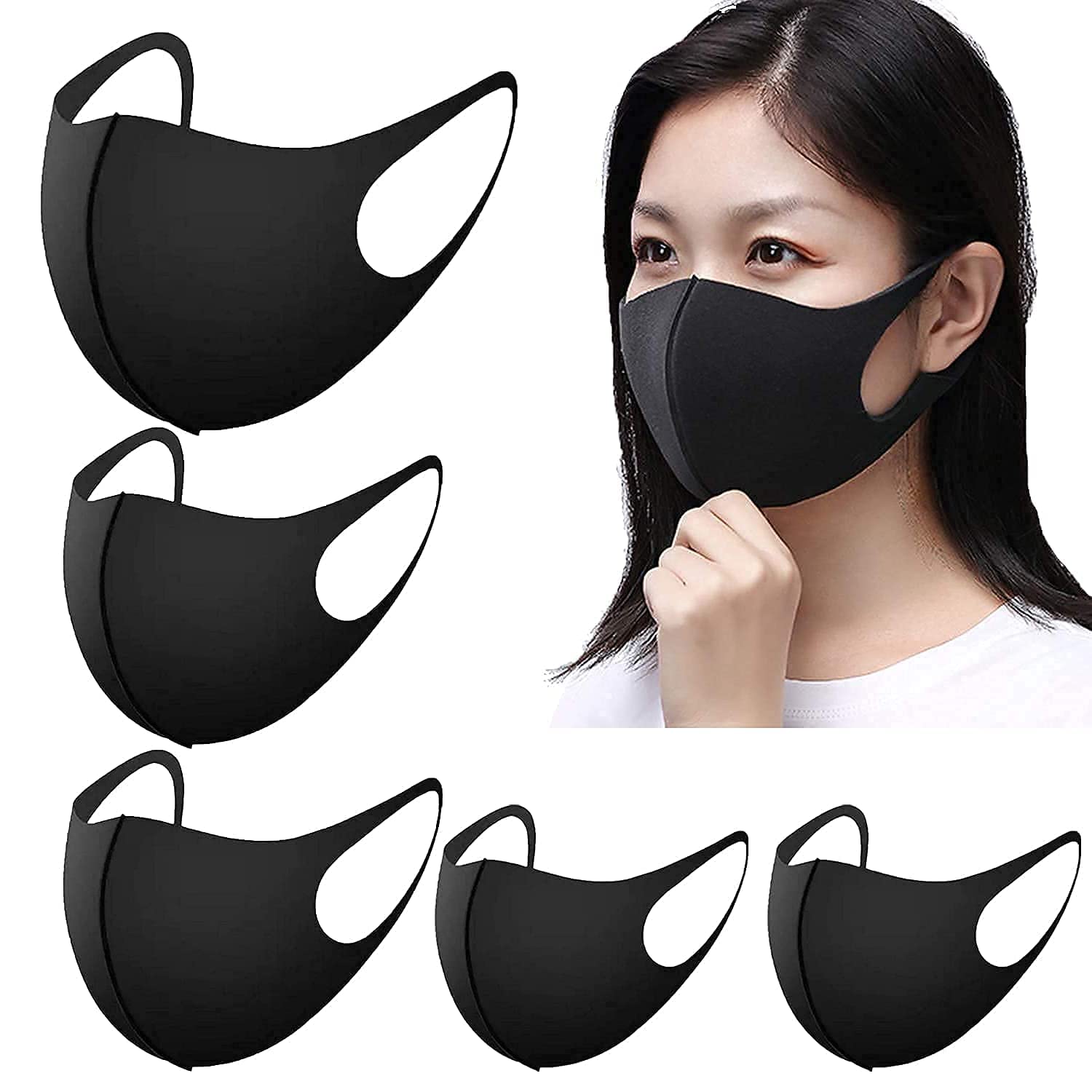 Washable and Reusable Face Mask, UV Protection and Antibacterial, Stretchable Material, Allergy Free and Splash Resistant Protective Face Cover