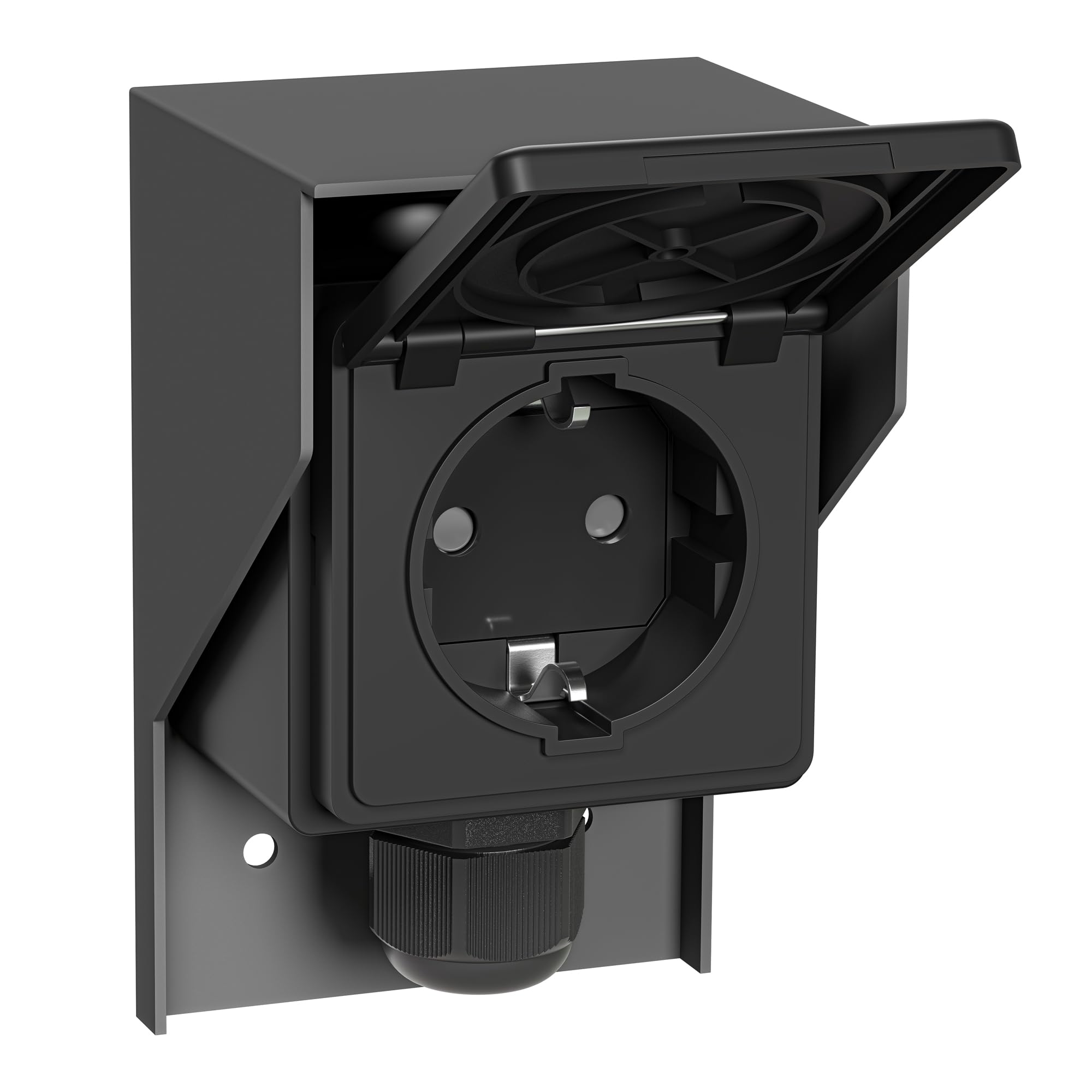 ledscom.de 3 prese PIWI per esterni/ambienti umidi, a vista, IP44, singola Schuko, 16 A/230 V, acciaio inossidabile, plastica, antracite