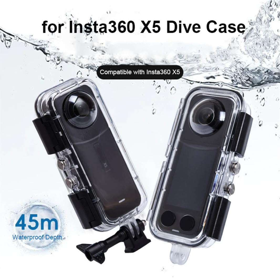 para Insta 360 X5, Funda de Buceo de 45 M, Funda Impermeable Invisible para Carcasa de Buceo Subacuática de 360 X5, Accesorios para Cámara Deportiva (Glass)