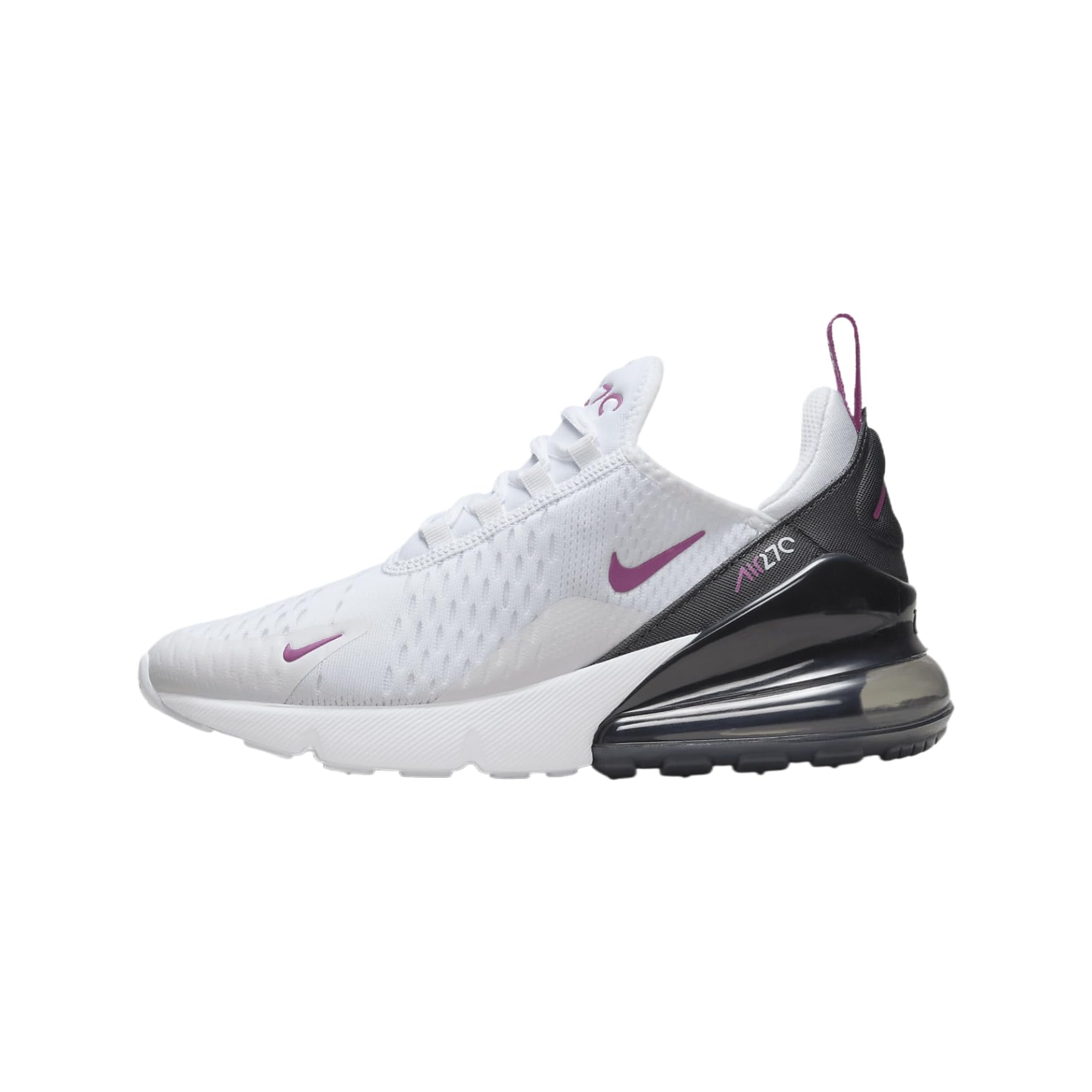 Nike Air Max 270 Big Kids' Shoes (943345-120, White/Anthracite/Hot Fuchsia) Size 5