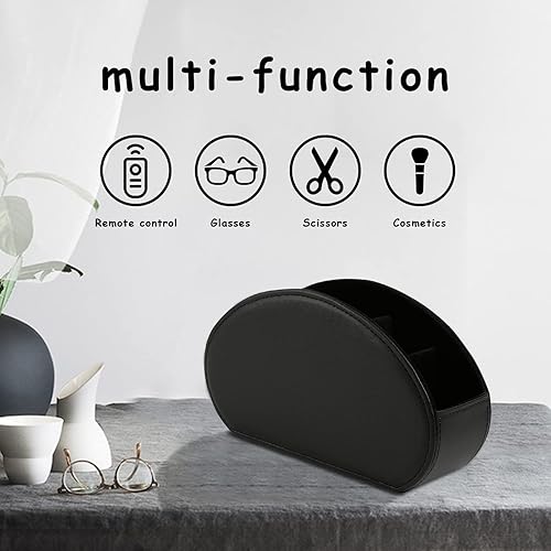 Miniatura 5 de Bandeja de soporte remoto para TV con 5 compartimentos, soporte de control remoto de piel sintética, decoración de mesita de noche, caja de