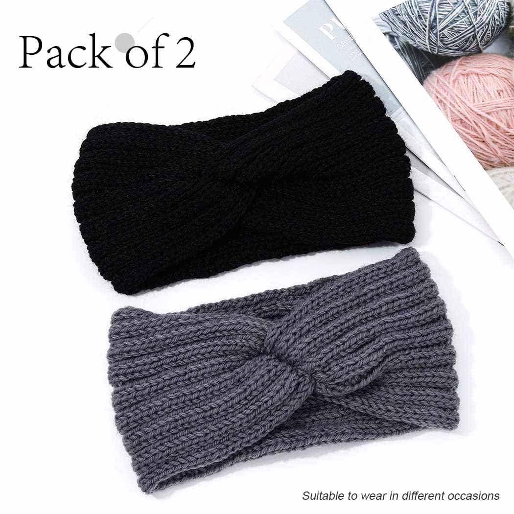 2 Pezzi di fasce a maglia con 2 pezzi di cerchio di capelli