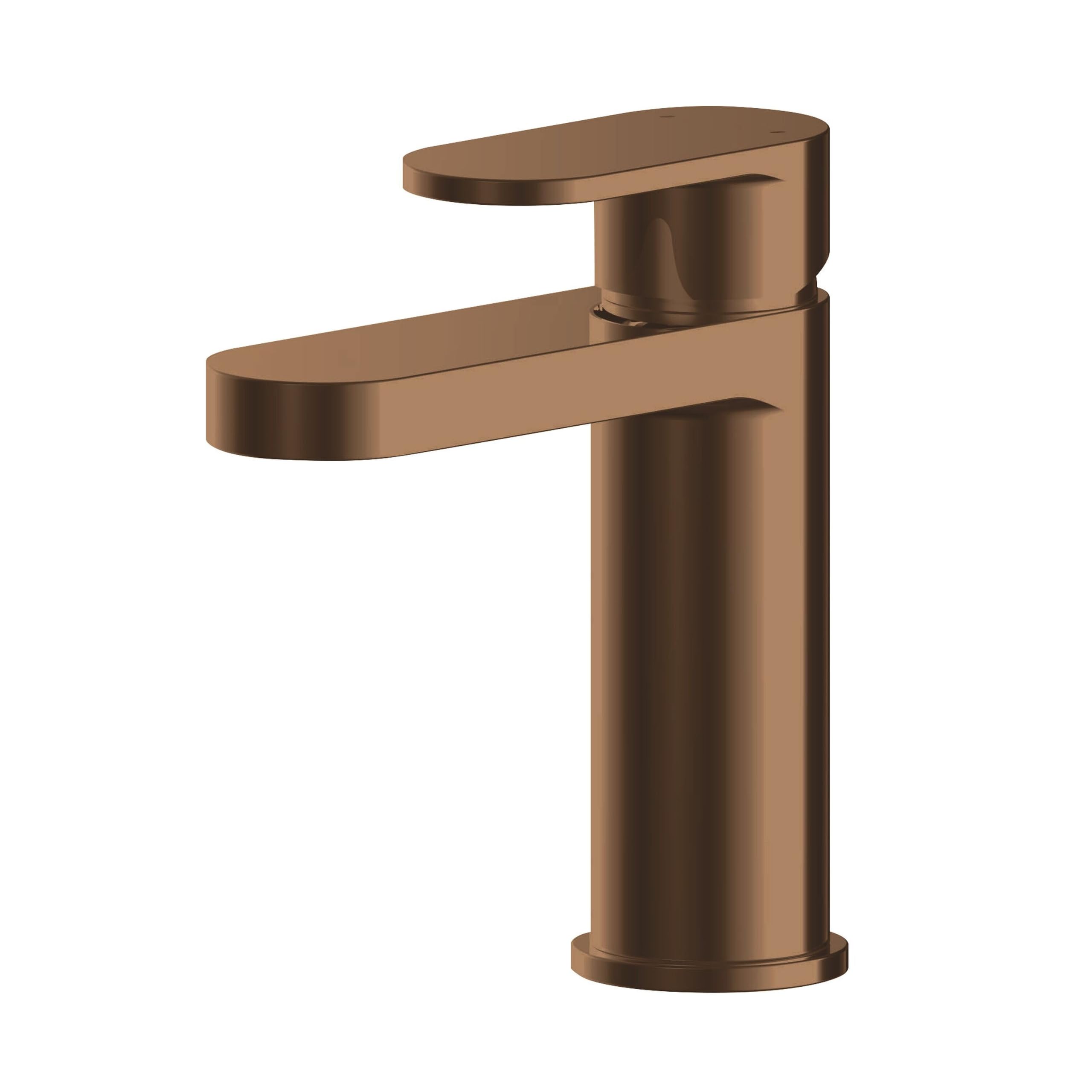 Balterley Bathroom Sink Taps, Mono Basin Mixer Tap with Push Button Waste, Single Lever Temperature Control Bathroom Tap, Round Body, Flat Rounded Tip Spout Taps - 52 x 147 x 160mm (Brushed Bronze)