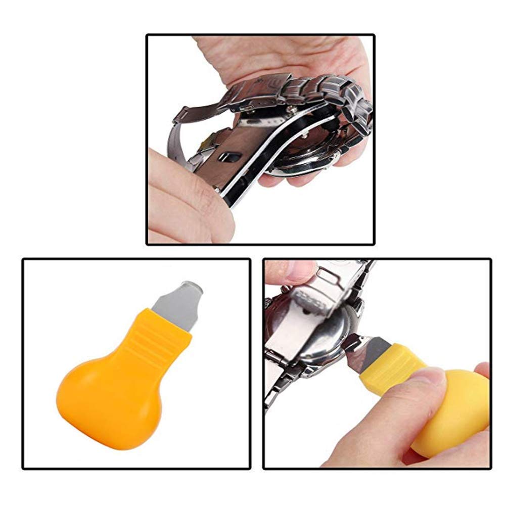 Kit de reparación de relojes con estuche de transporte, herramienta de reemplazo de batería de reloj, juego de herramientas para quitar eslabones, herramientas para abrir cajas de reloj para reparaci
