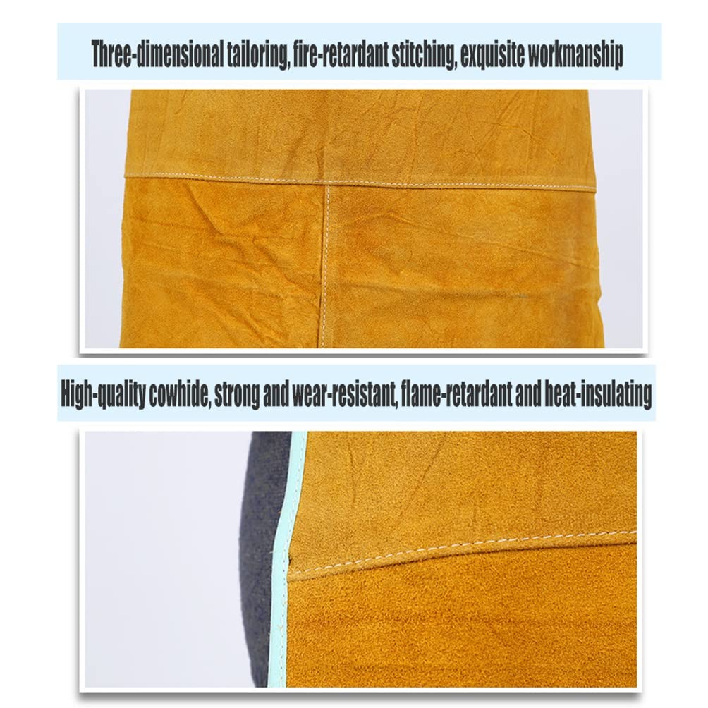Tablier de soudage Tablier De Travail en Cuir De Soudage en Cuir, Tablier De Travail Lourd Résistant À La Chaleur, Tablier des Hommes Et des Femmes (Color : Yellow)