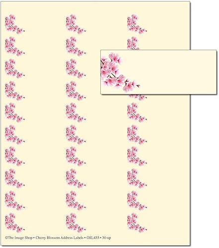 Etiquetas de dirección Etiquetas de dirección de flor de cerezo para impresora Etiquetas de dirección 1 pulgada x 2-58 pulgadas 30 por hoja, 150