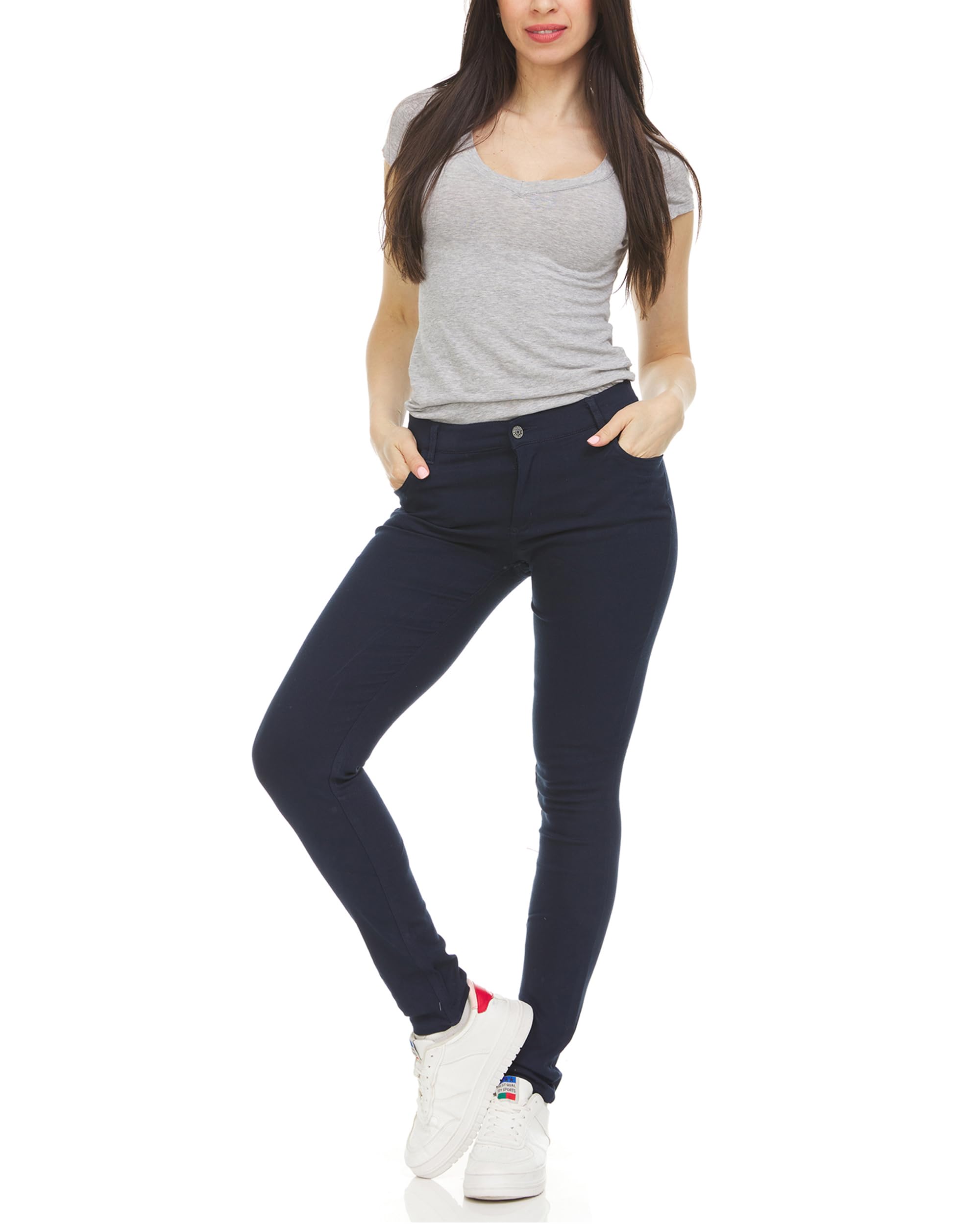 Galaxy by Harvic Womens Stretch Skinny 5-Pocket Basic Chino Pants