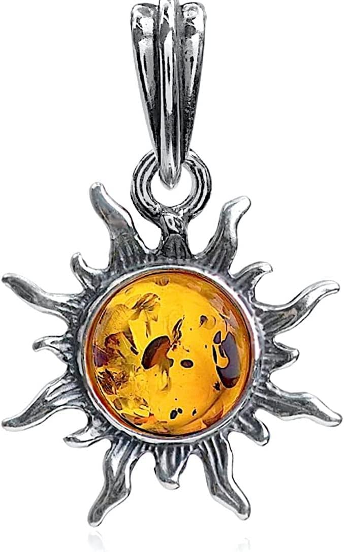 Ian and Valeri Co. Amber Sterling Silver Small Sun Pendant Charm
