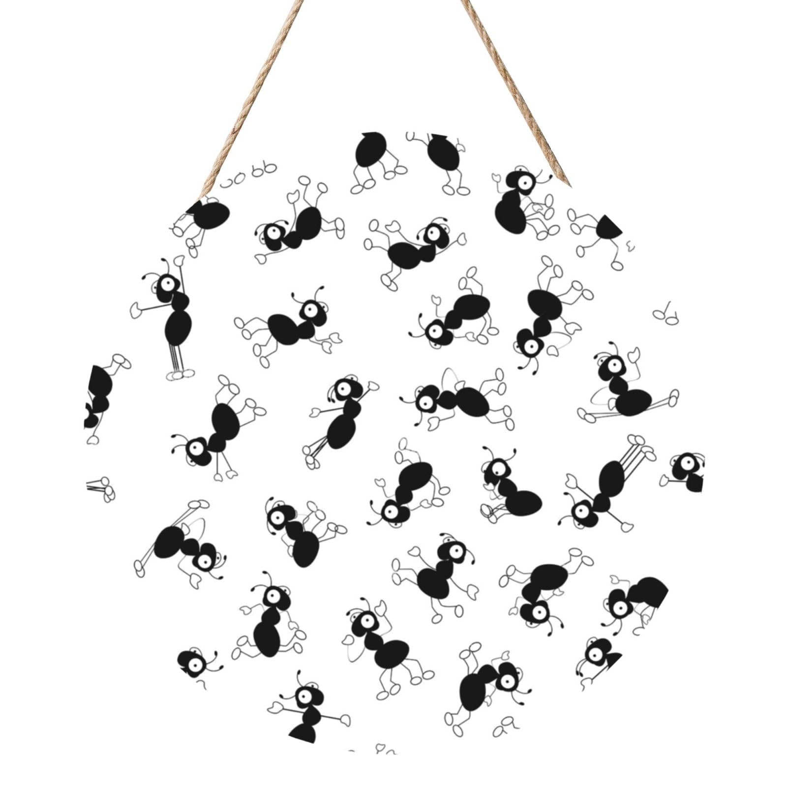 InOmak Ants Insects, Round Wood Panel Painting 12 in, Wall Hanging Painting For Home