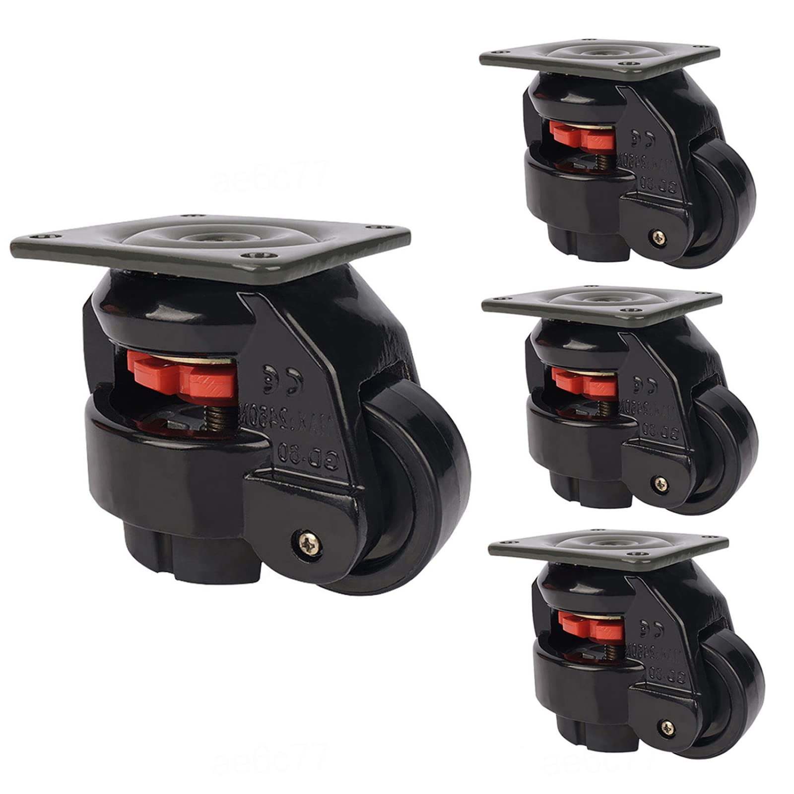 Heavy Duty Retractable Leveling Casters For Workbench - Upgraded Ratchet Handle, Industrial Grade Wheels (100F) - View #12