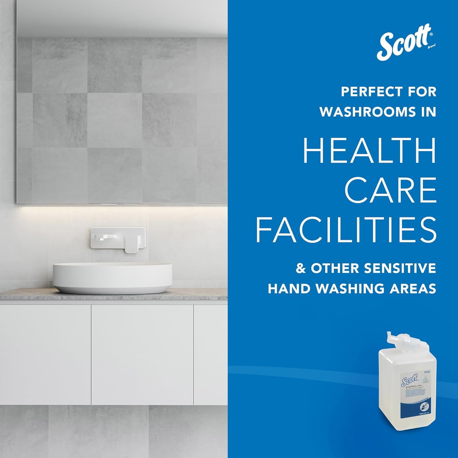 Scott 6342 Control Gel de Manos en Espuma de Uso Frecuente, 6 Estuches X 1 Litro, Transparente