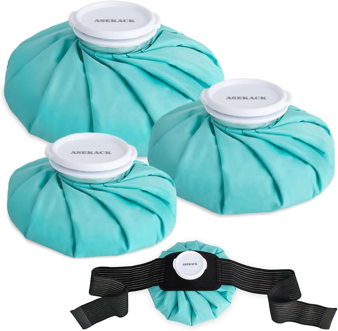 Ice Bags for Injuries, Thickened Ice Packs for Injuries Reusable, Hot & Cold Therapy for Pain Relief, Sports Injuries, No-Leak Cold Packs, 3 Size (6" 9" 11") (Set with Wrap)