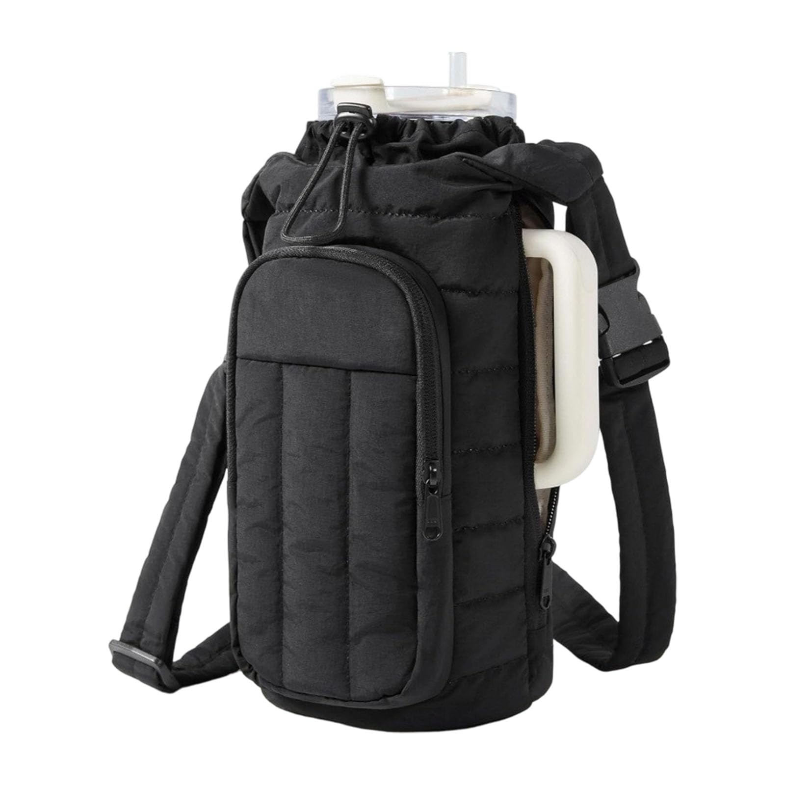 Hsioluted Outdoors Sports Insulated Water Bottle Crossbody Bag Large Capacity Sturdy Fabric Carriers for Hiking Travel Thermal Cup Holders Water Bottle Carrier Bag