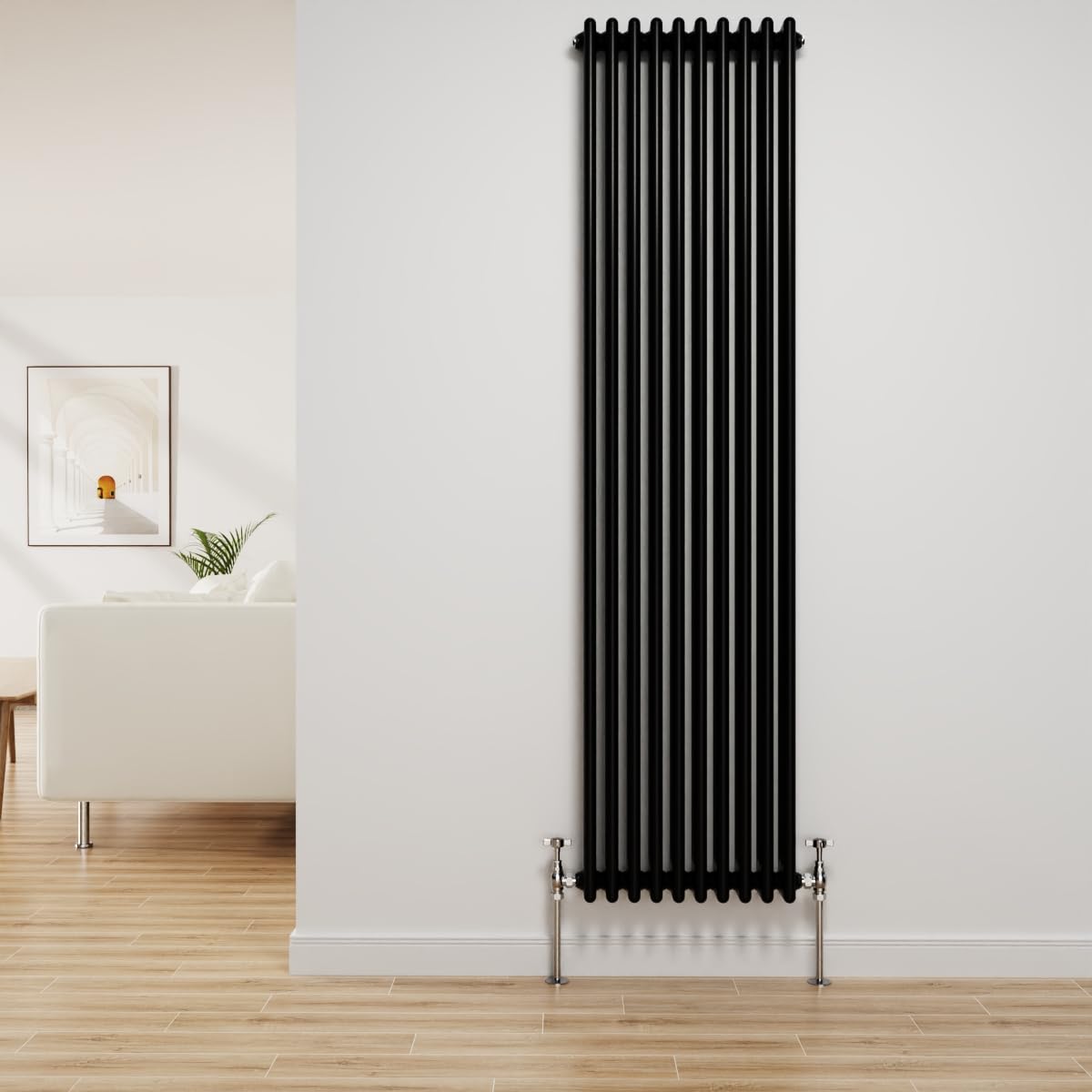NRG Traditional Radiator Black Cast Iron 3 Column Vertical Central Heating Bathroom Radiators 1800x472mm
