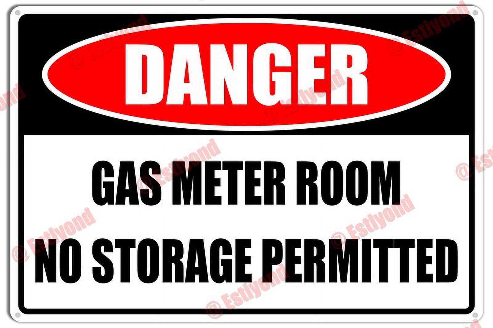 Gas Meter Room No Storage Permitted Caution Notice Aluminum Metal Sign 8"x12" For Utility Staff, Homeowners - Gas Meter Room