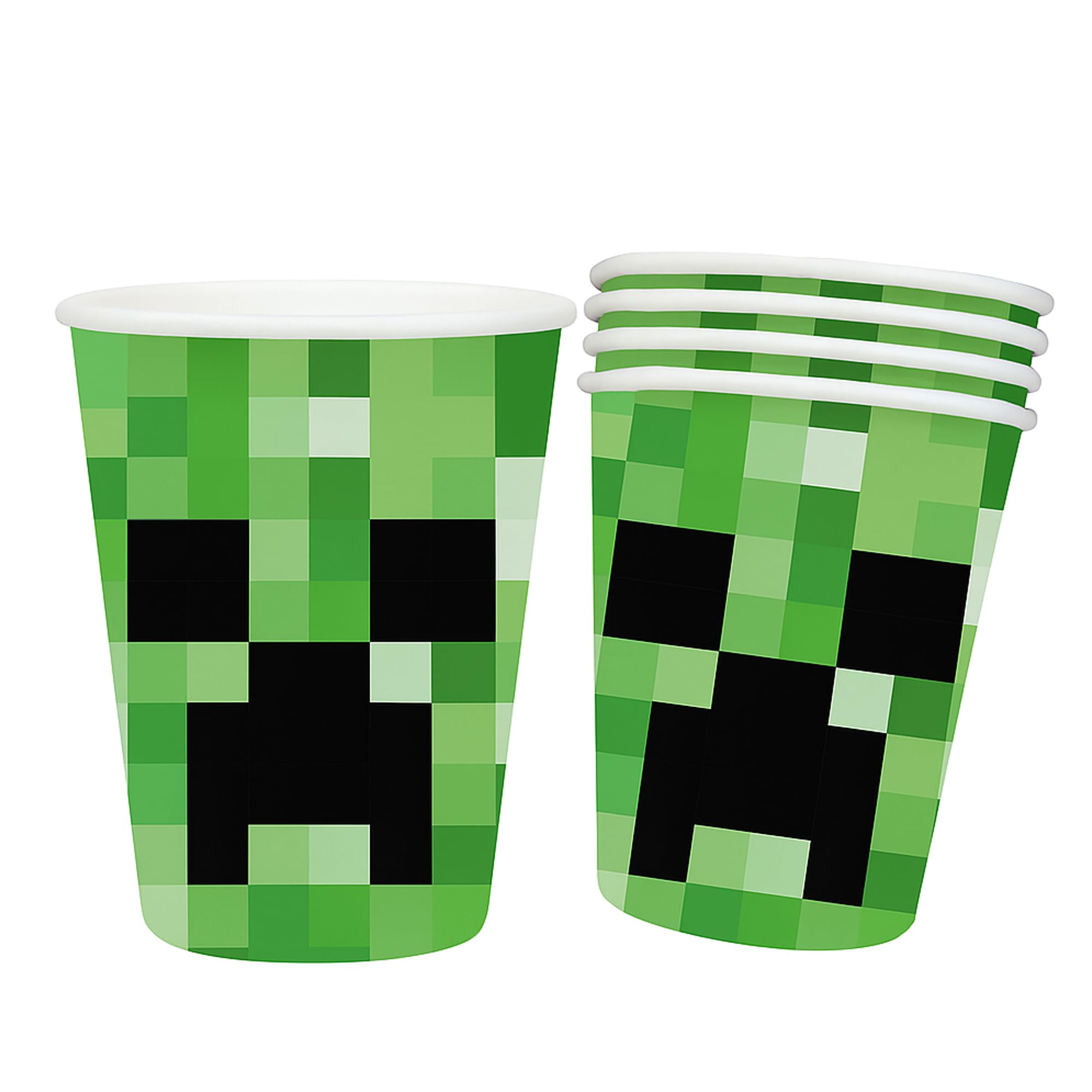 Akiuhen Party Supplies, Fashionable Pixel Themed Paper Cups, Themed Party Birthday Tableware, Party Paper Cups - Game Themed Atmosphere Decoration (10 PCS)