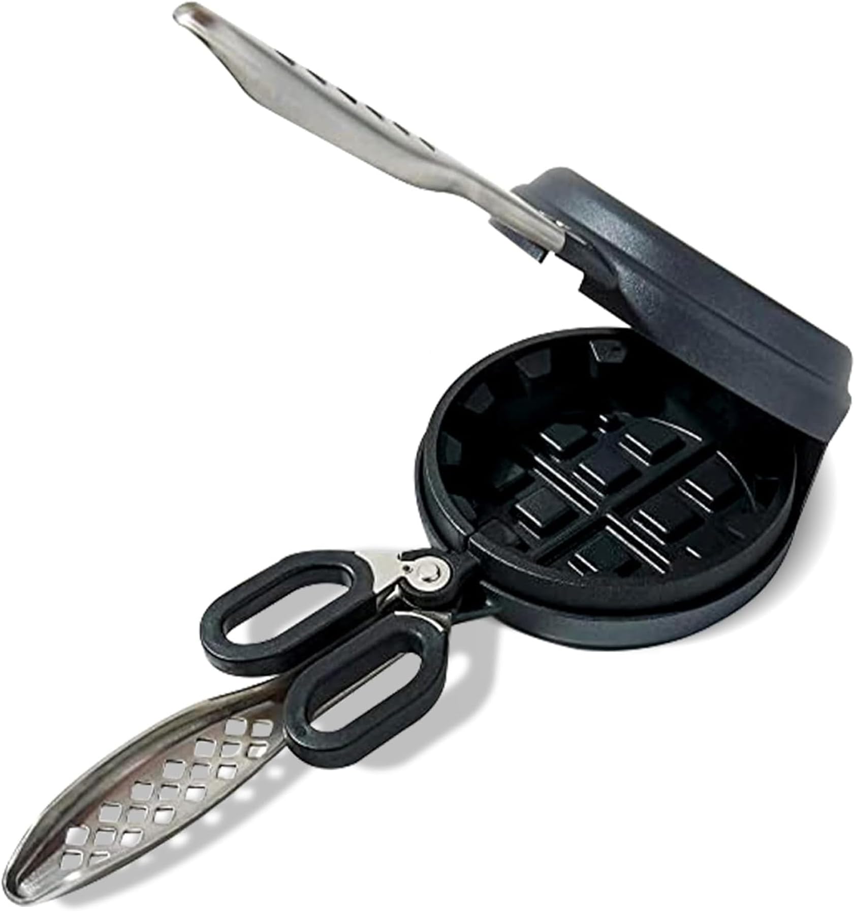 Wonderffle Stuffed Waffle Iron, 5" Diameter, 2" Thick, Nonstick, Black