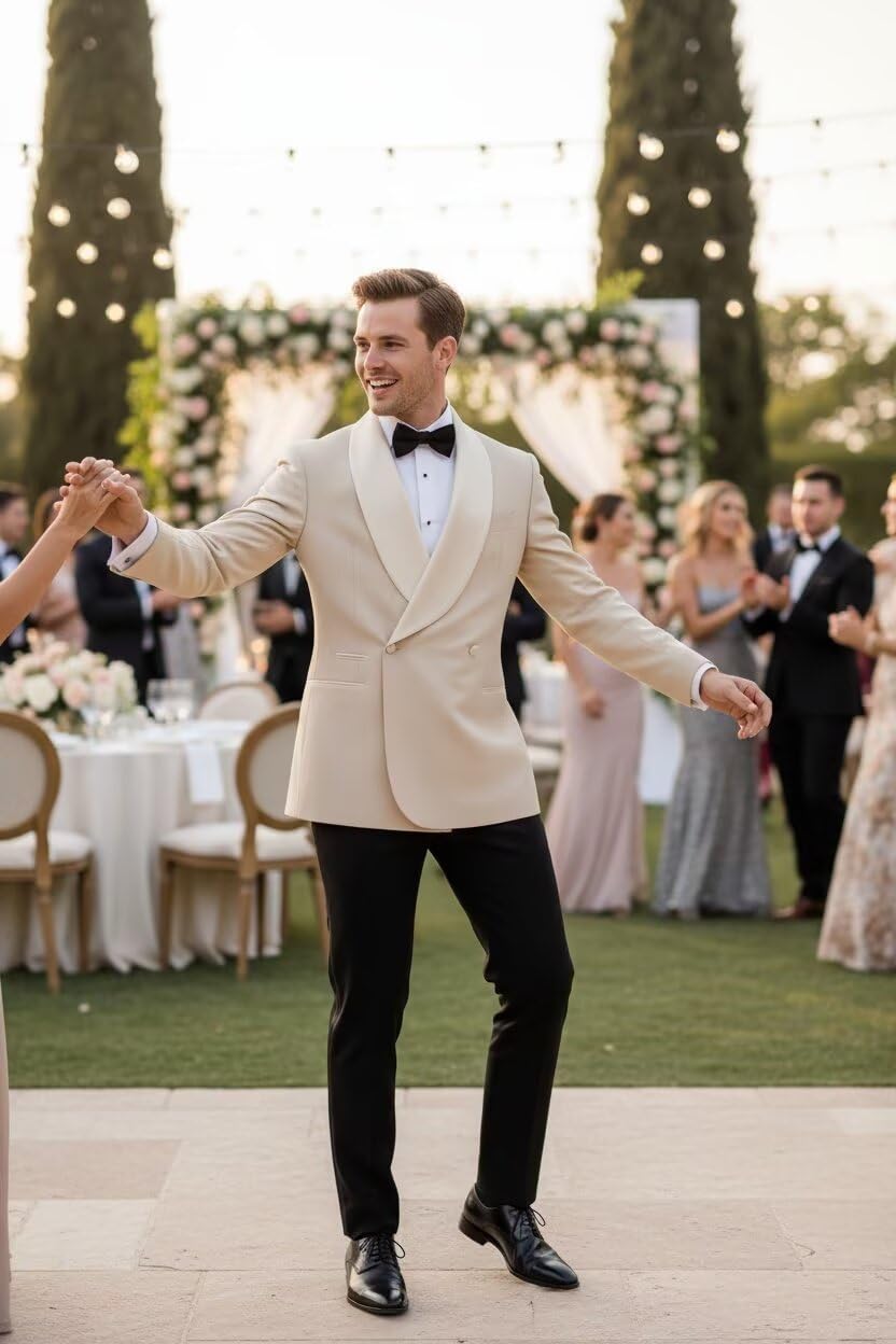 Mens Blazer Slim Fit Double Breasted Business Suit Jacket for Men Prom Wedding Shawl Lapel Sport Coats - Image 3