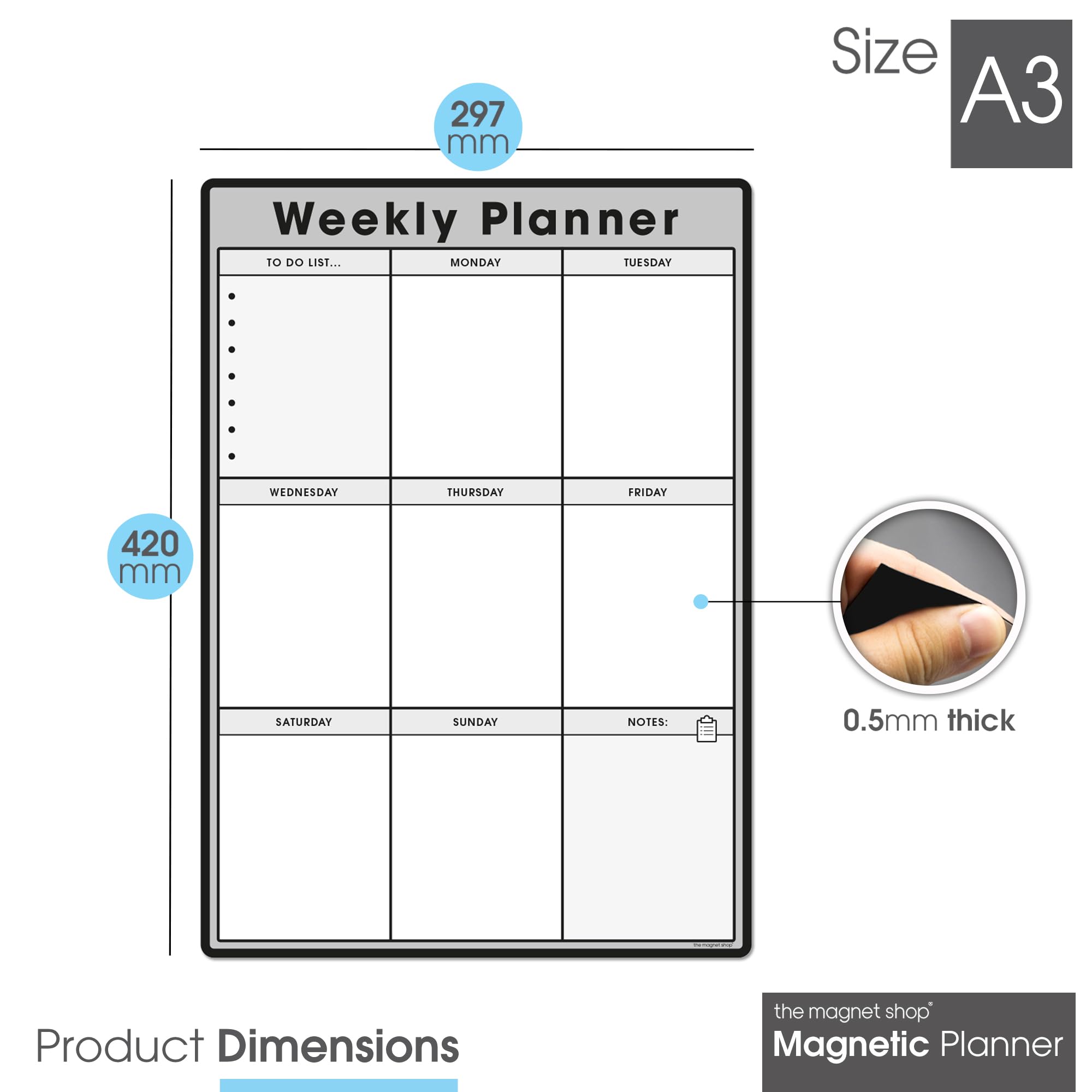 Agenda Hebdomadaire Magnétique TMS A4 - Tableau Blanc Effaçable, Dos Magnétique, Avec 4 Stylos, Pour Planning Familial Ou Professionnel
