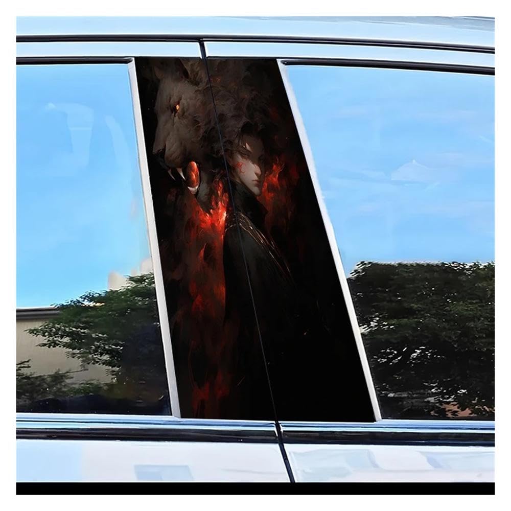 Body Parts 2pcs Car Window Pillar Stickers Human with Lion Head Scratch Protection
