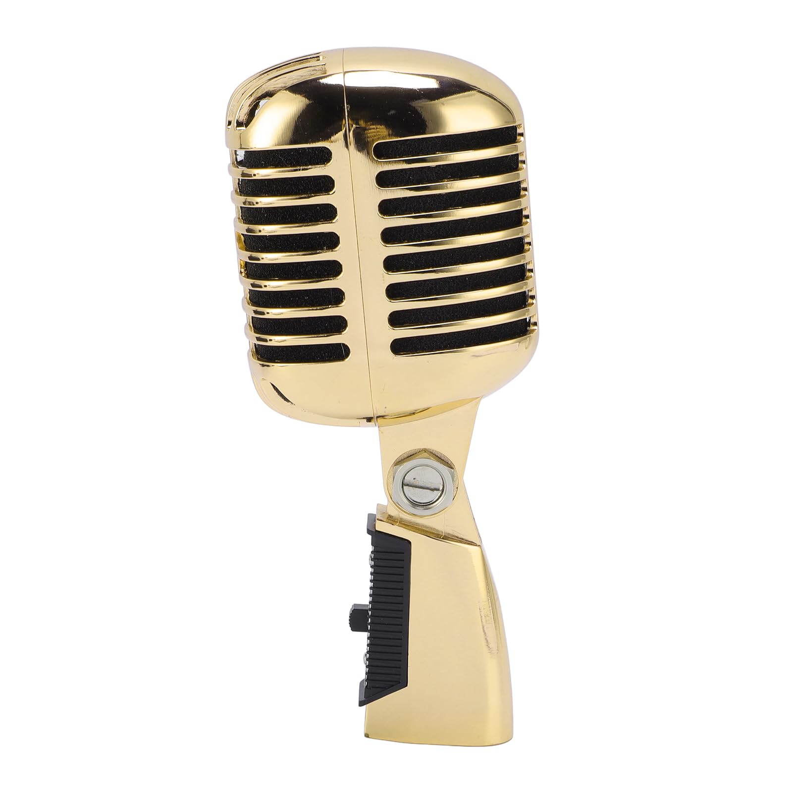 Annadue Micrófono Dinámico, Micrófono Ajustable con Captación Cardioide, de Escenario Retro con Clip para para Rendimiento KTV (Gold)