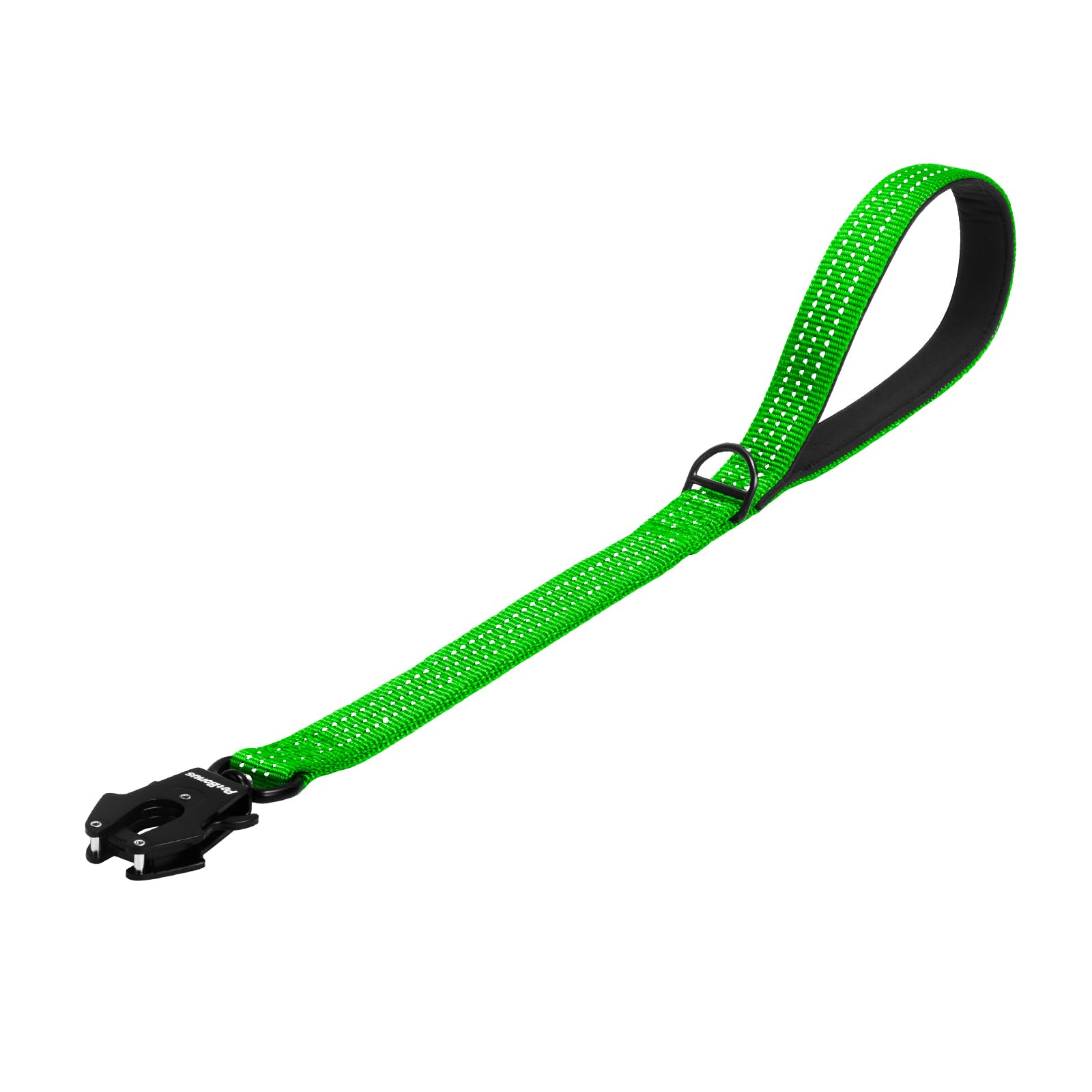 PetBonus Heavy Duty Short Dog Lead, Nylon Traffic Lead with Quick Release Clip, Comfortable Padded Handle, Reflective Training Leash for Medium Large Dogs (Grass Green, 60 cm)