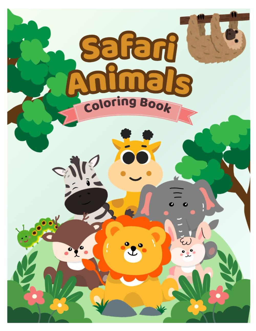 Safari Animals Coloring Book for Kids: 60 Fun and Easy Coloring Pages for Kids Ages 2-8