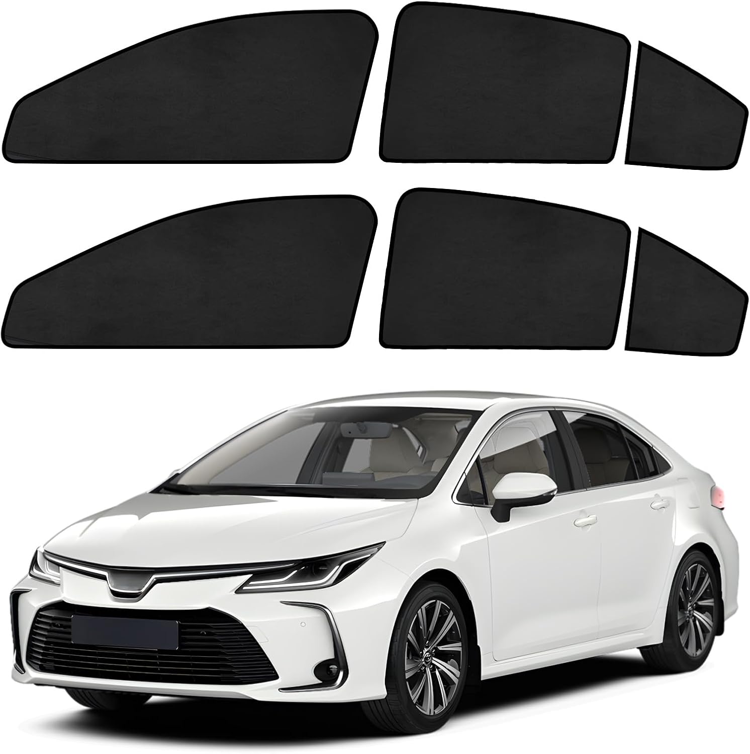 ZATOOTO Car Window Shades Custom Fit for Toyota Corolla 2019-2024 4-Pack Car Window Covers with 100% UV Protection and Total Blackout Privacy Heat Insulation for Family Travel Baby and Pet Safety