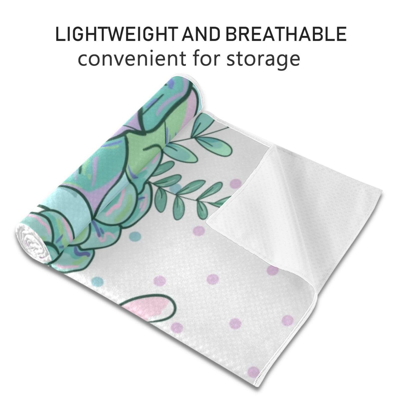 SEINDUS Succulent and Leaves Pattern Hot Yoga Towel for Women & Men, Non Slip Super Absorbent and Quick Dry Yoga Mat Towel for Hot Yoga, Pilates and Fitness 73