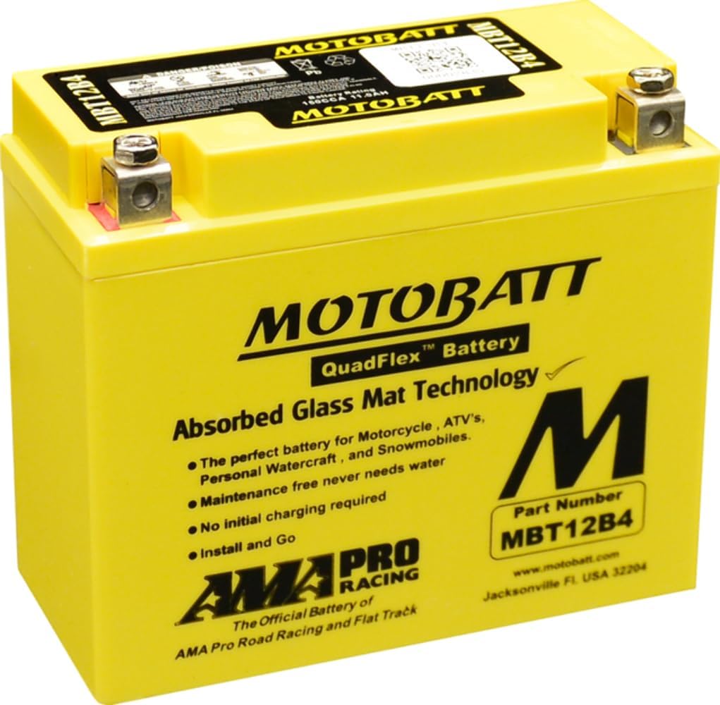 MotoBatt 12 Volt 11 Ah MBT12B4 Sealed Maintenance Free AGM Battery