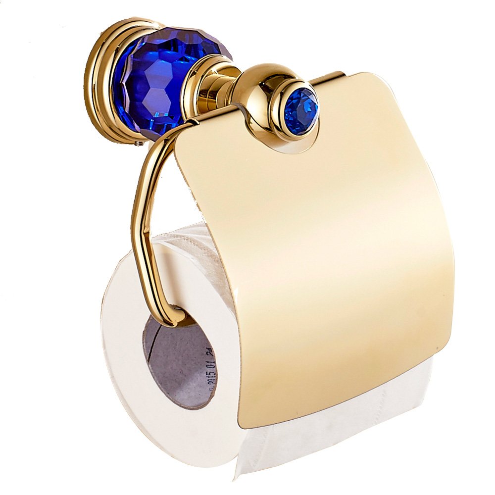AUSWIND Antique Gold Toilet Paper Holder Brass Polish Finished Blue