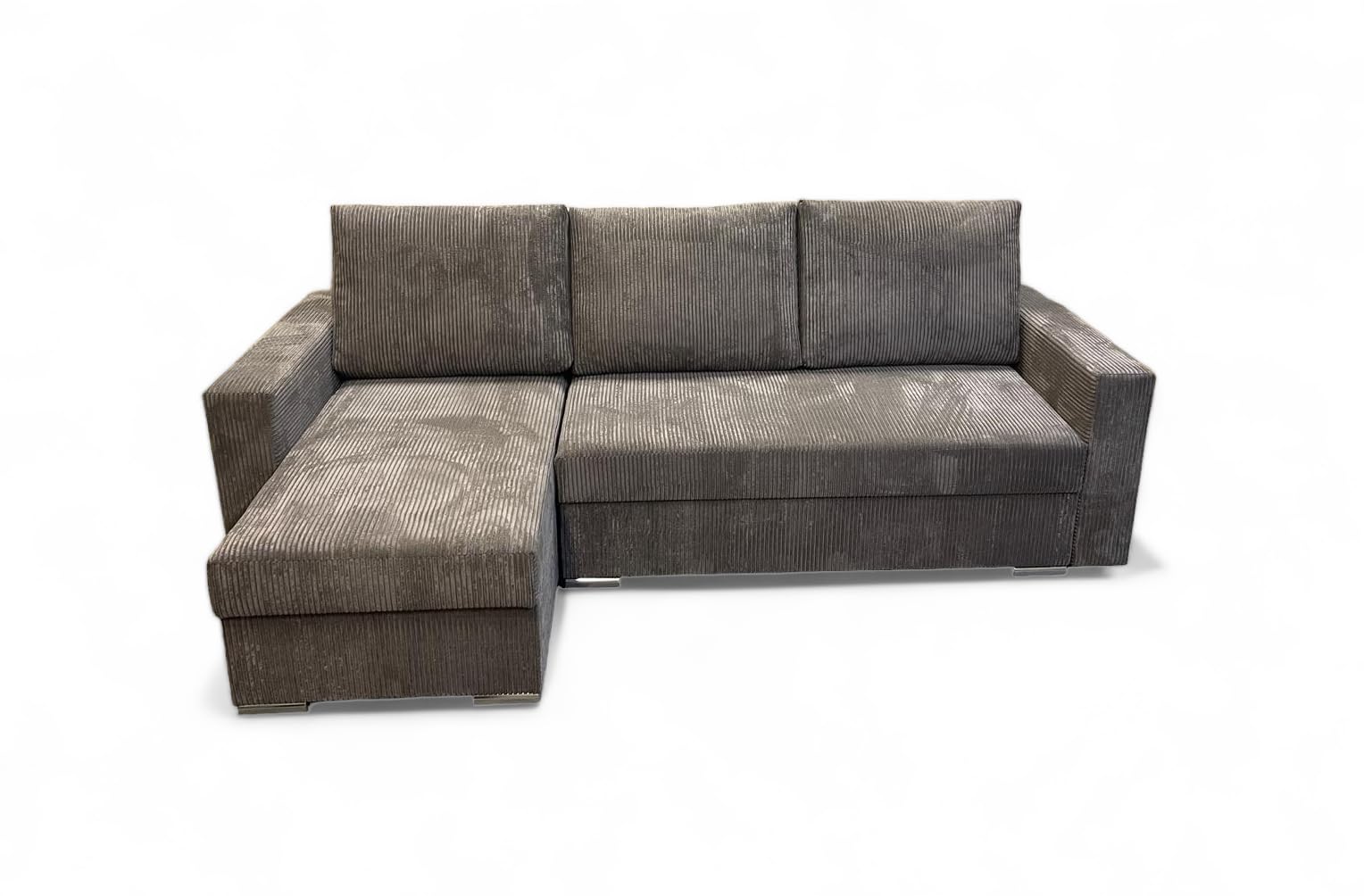 Narożnik Bravia z funkcją spania – Wolnostojący – Komfort i styl w minimalistycznej formie Automat ułatwiający rozkładnie – 235 x 140 x 90 cm – Zoom 6 (Brąz)
