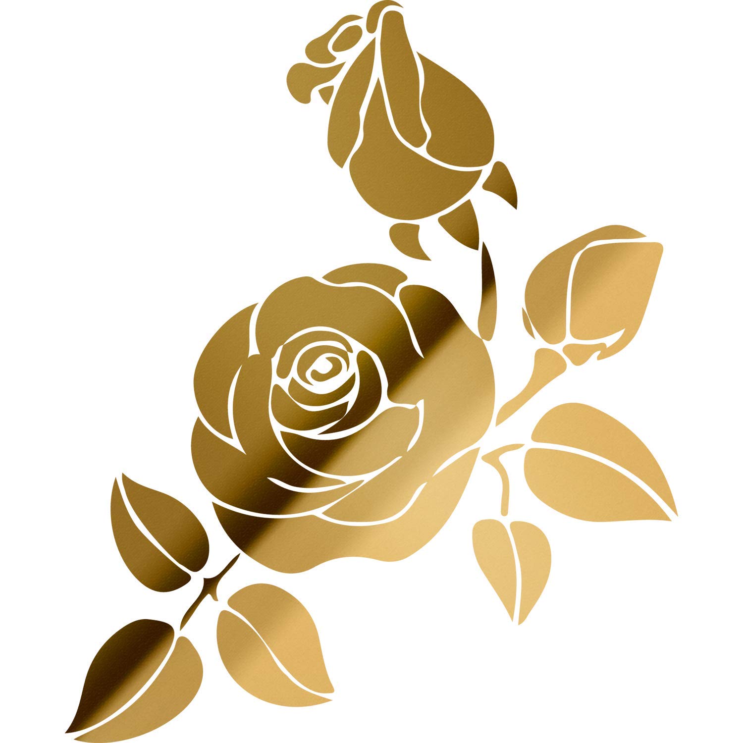 Decal Stickers of Black Roses with Leaves On (Metallic Gold) (Set of 2) Luxury Weatherproof Vinyl Decal Stickers for Laptop Desktop Smartphone Car