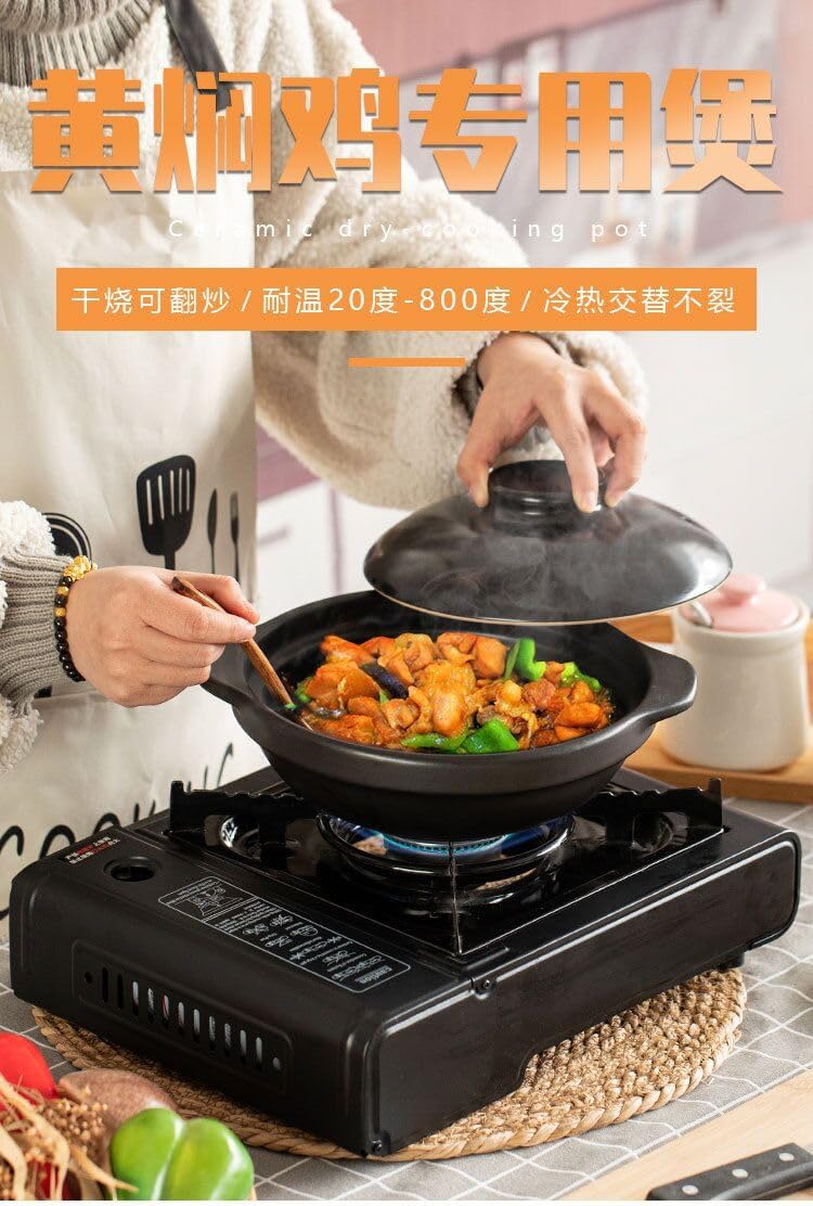 Casserole Clay Pot 50oz Saucepan White Ceramic Dry Bowls Soup Crock 1500ml Heat-resistant Cook (Black DR25)
