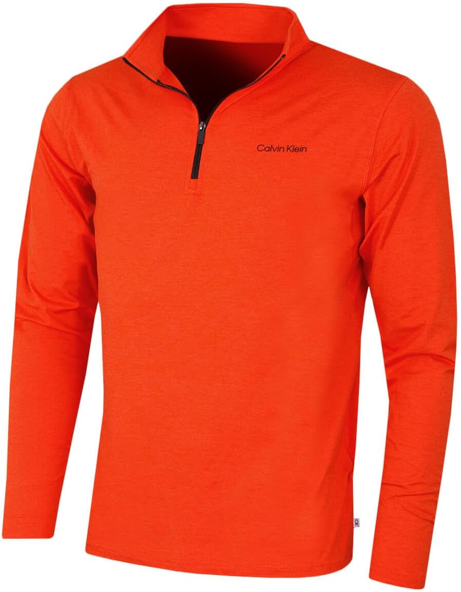 Calvin Klein Men's Newport Half Zip Sweater Spicy Orange Marl XL at