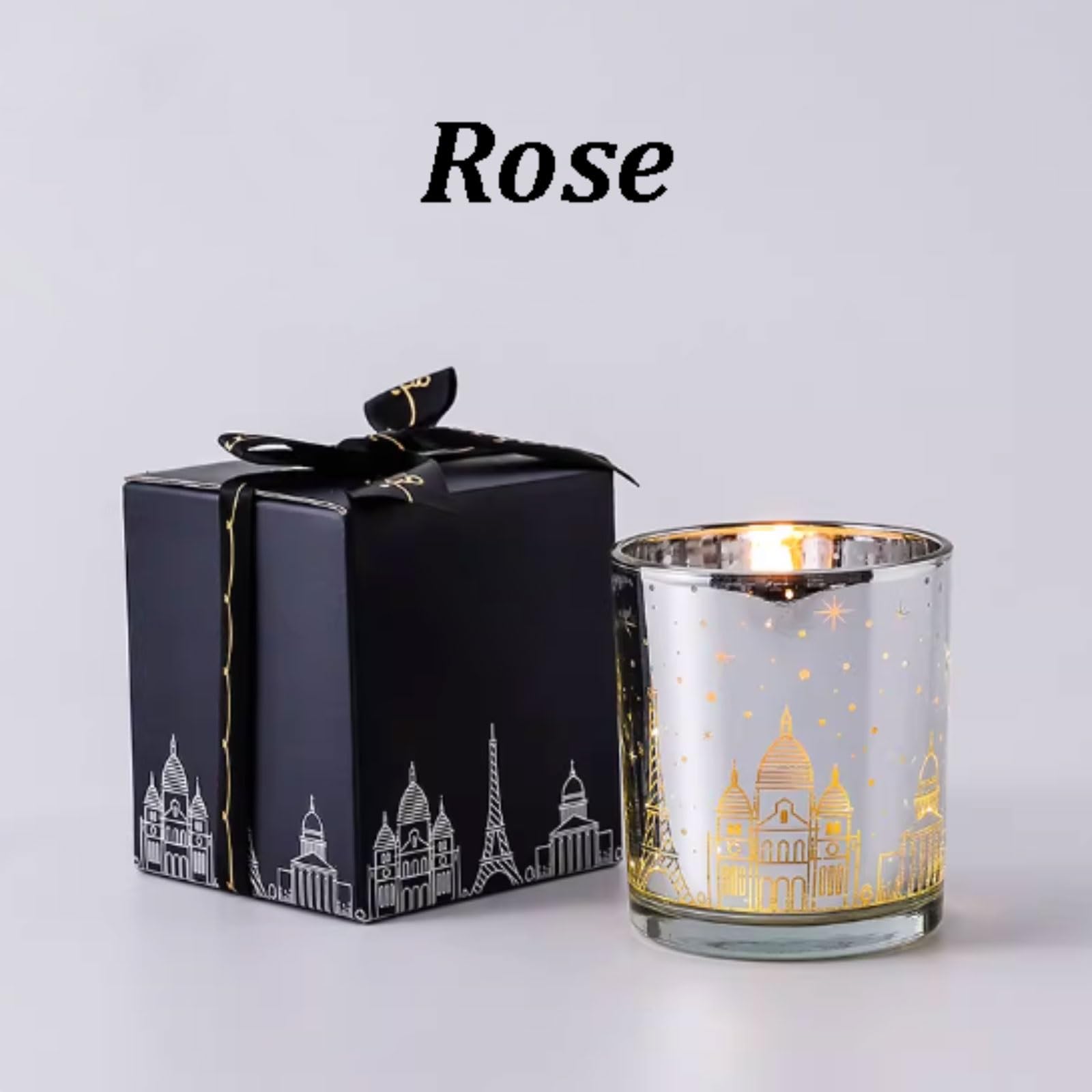 Velas de vidrio con LED hechas con cera de soja y aceites esenciales, vela perfumada reutilizable, decoración elegante for el hogar muy perfumada(Rose)