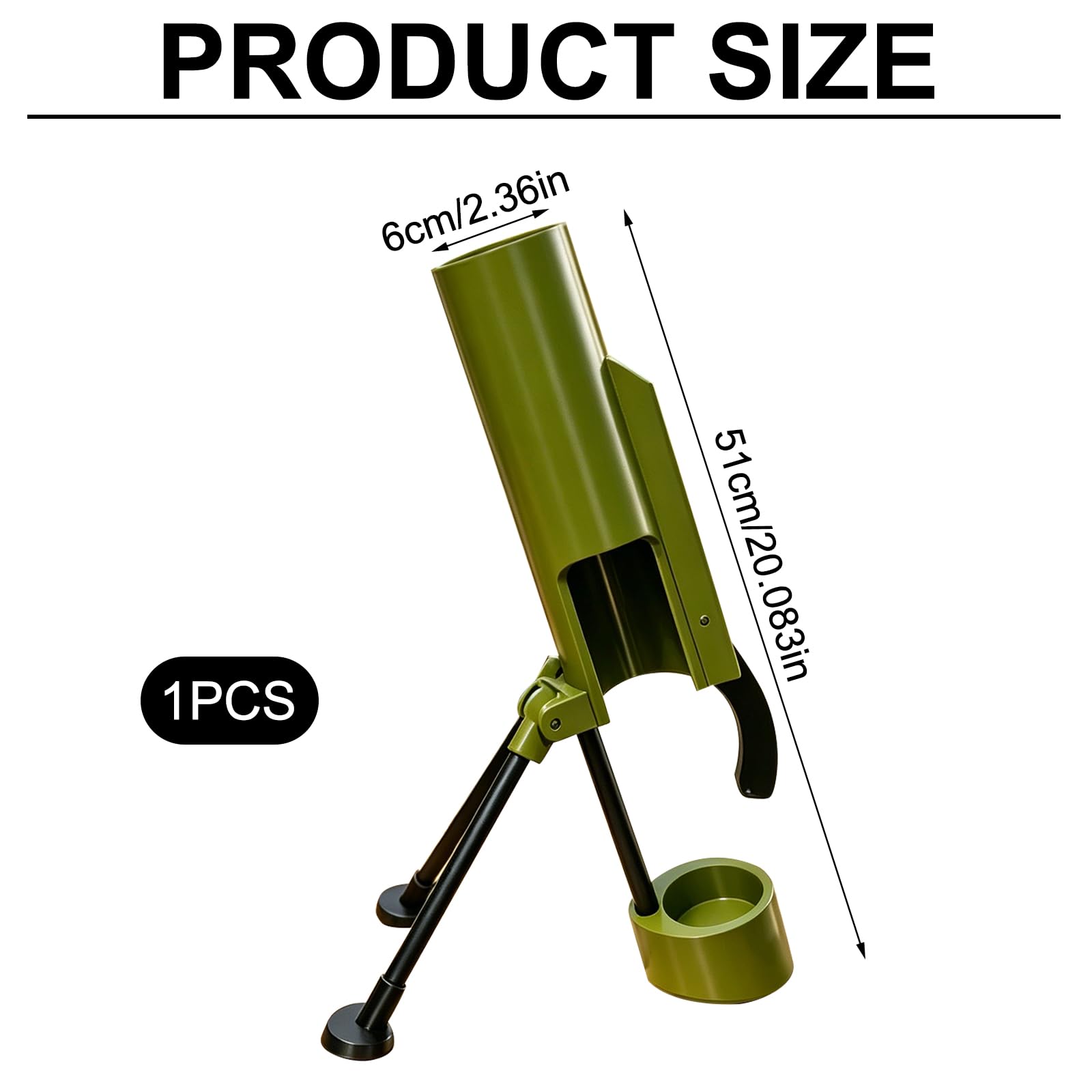 Mortaio apribottiglie da 6 cm, mortaio per birra per bottiglie da 0,33L–0,5L, cannone apribottiglie con lanciatore di tappi a corona