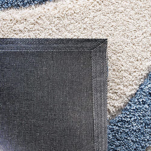 Image of Rainbow Collection Fur Rectangular Rugs And Carpet For Bedroom, Living Room (8X11 Feet, Blue,Ivory)