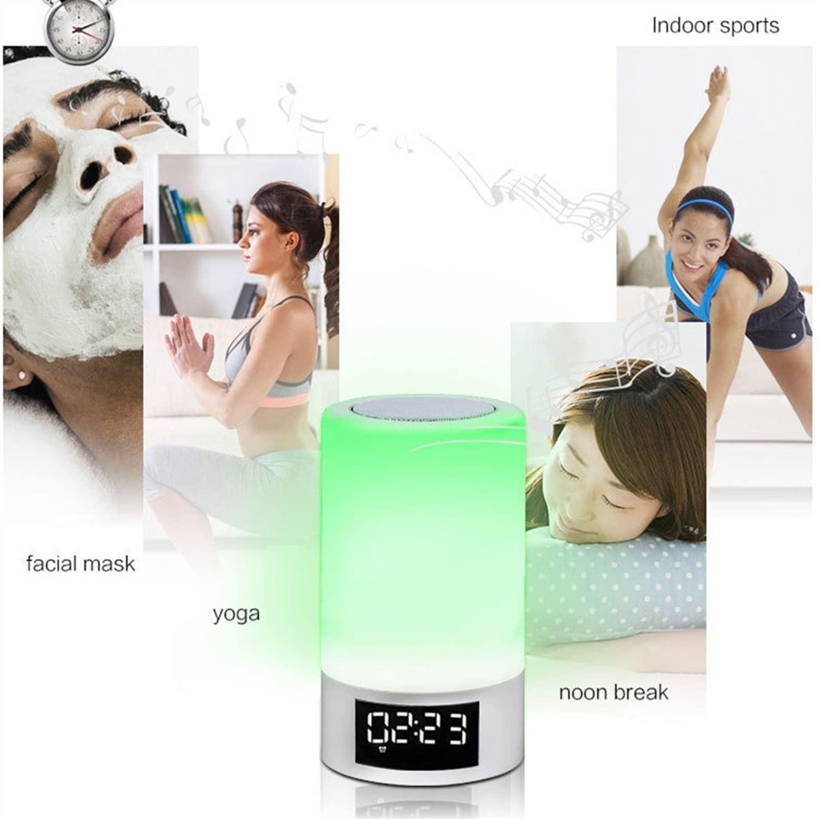 Nachtlichter, Bluetooth-Lautsprecher, multifunktional, kabellos, Bluetooth-Lautsprecher, intelligenter Musik-Wecker, LED-Tischlampe, Nachttischlampe, Nachtlicht