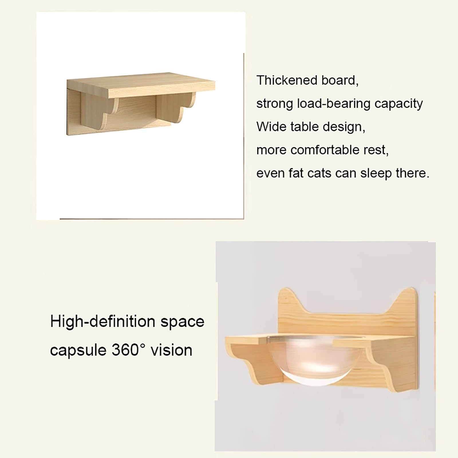 Wandregale for Katzen Aus Holz, Wandmontierte Katzenregale, Katzenhaus und Wandstangen, Katzenwand for Klettern, Schlafen(12pcs)