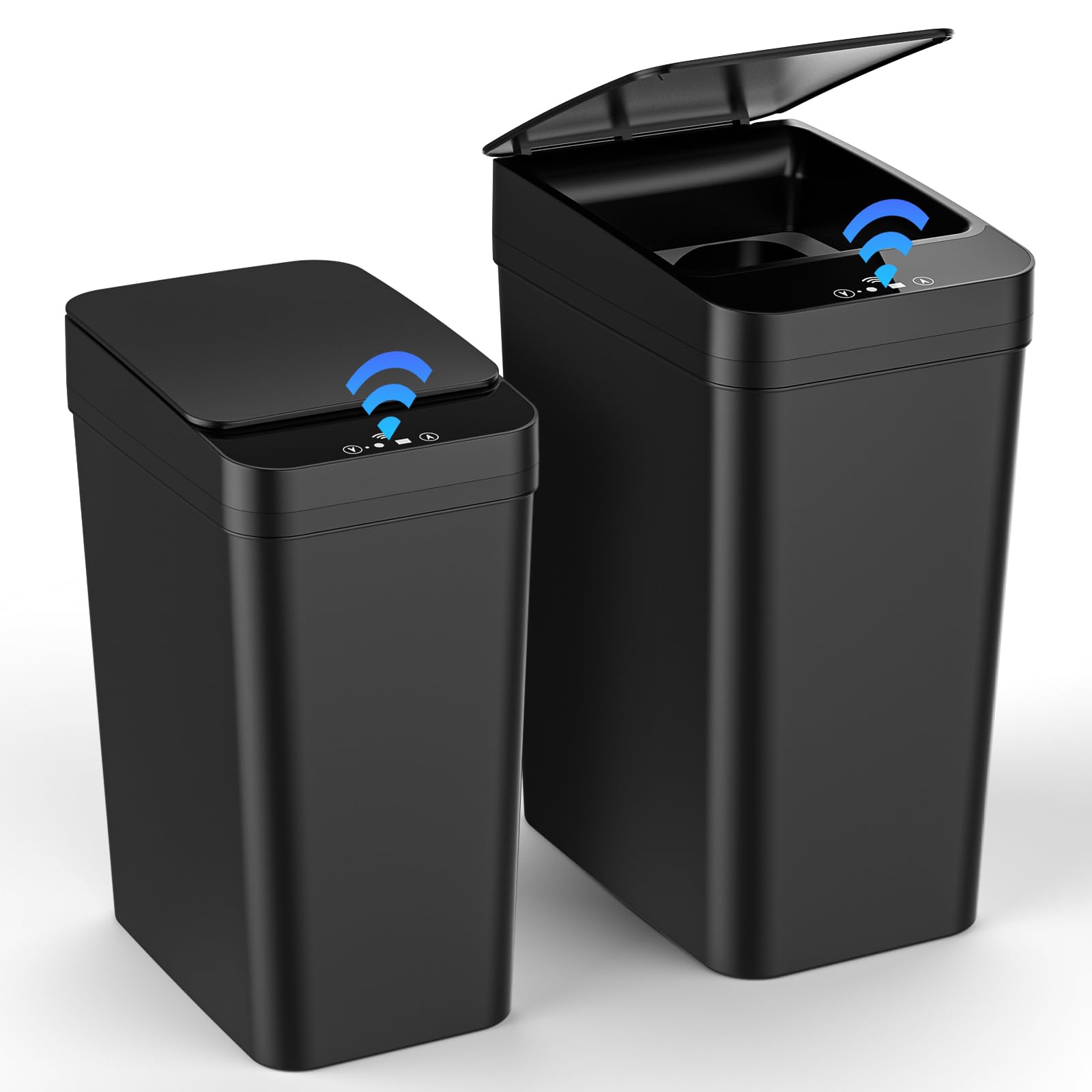 2 Cestino Bagno Pattumiera, Cestino Spazzatura Bagno Piccola da 15L & 12 litri, 3 Modalità di Funzionamento, Cestino Intelligente Silenzioso e Impermeabile, per Cucina, Ufficio, Soggiorno