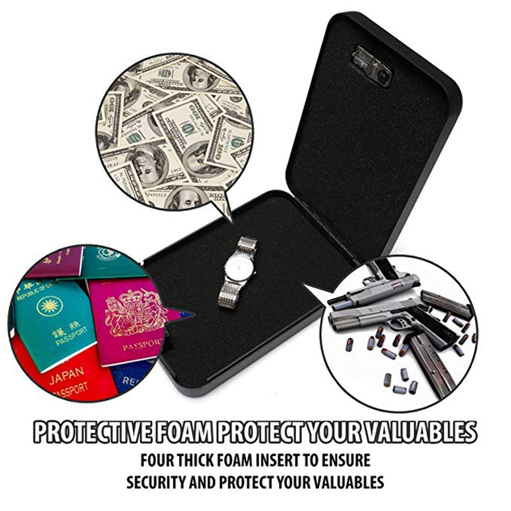 BAGKOOL Pistol Safe, Portable Metal Travel Gun Safe Handgun Lock