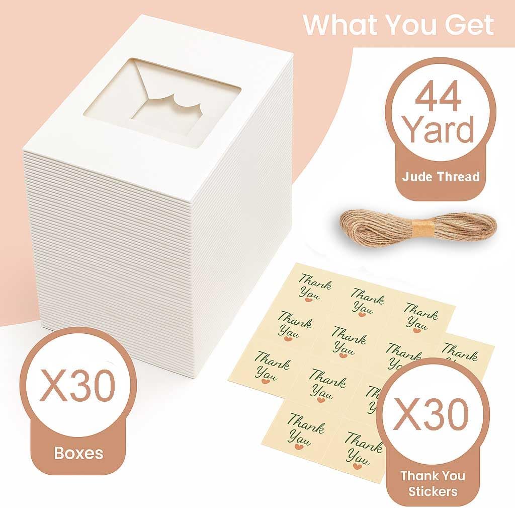 30 Pack 9x6x3in Cookie Boxes with Window, Bakery Boxes for Treats, Desserts image 3