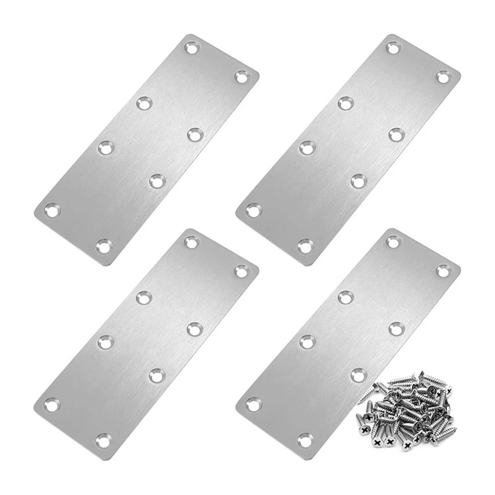 Flache, gerade Klammern, 16 Stück, Metallhalterungen, flache Reparaturplatte mit Schrauben für Möbel, Holz