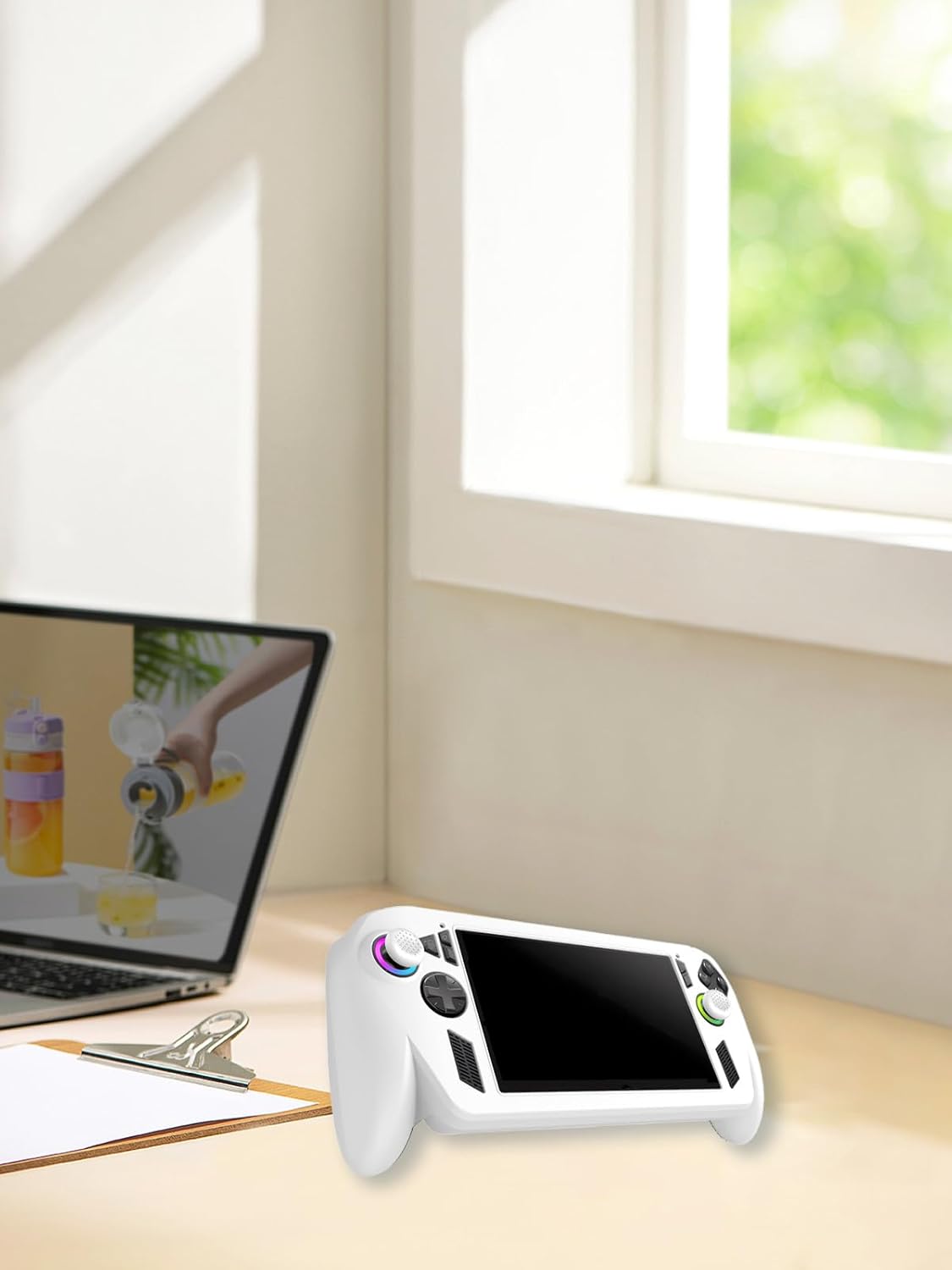 Case for ASUS ROG Xbox Ally/Ally X, FJIASTB Kids-Friendly Soft Silicone Protective Cover with 4 Caps, Shockproof (White) - Image 7