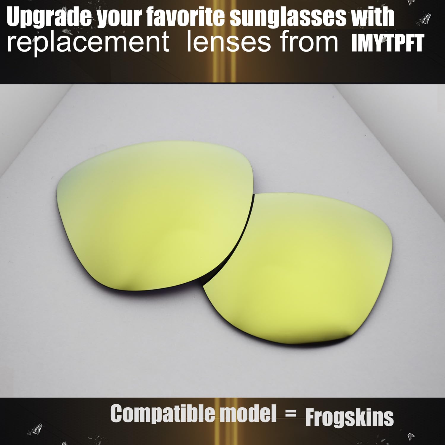 3 lentes polarizados Oakley Frogskins de oro de 24 quilates compatibles con lentes de repuesto, Oro de 24 quilates, Talla única