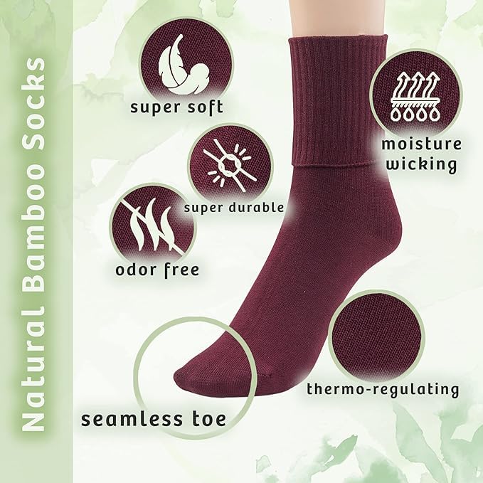 Image of Silky Toes Womens Soft Rayon from Bamboo Socks | 3-6 Pairs Breathable Seamless Toe Crew Socks | Casual Dress Womans Socks